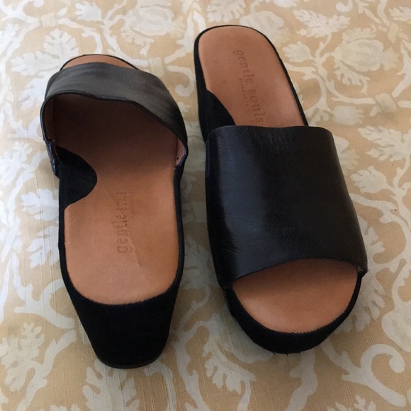 Like NEW Gentle Souls/Kenneth Cole Black Leather Platform Shoes - Picture 4 of 8